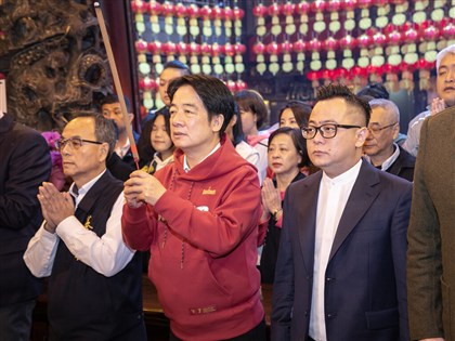 President Lai leads Lunar New Year prayers at Longshan Temple