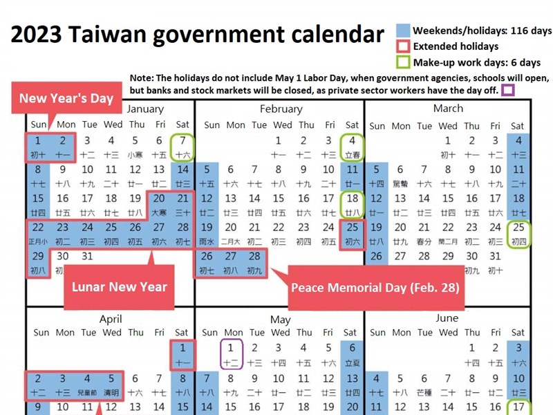 Public holidays in Taiwan in 2023 - Focus Taiwan