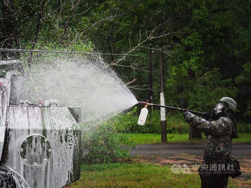 Taiwan's military conducts chemical weapon decontamination drill