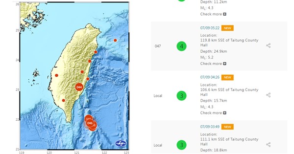 A series of earthquakes rocks Orchid Island – Fokas, Taiwan