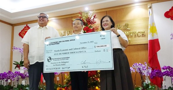 Taiwan donates US$500,000 to Philippines for storm relief