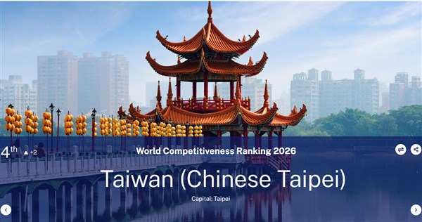 Taiwan rises to record No. 4 in IMD World Competitiveness Ranking