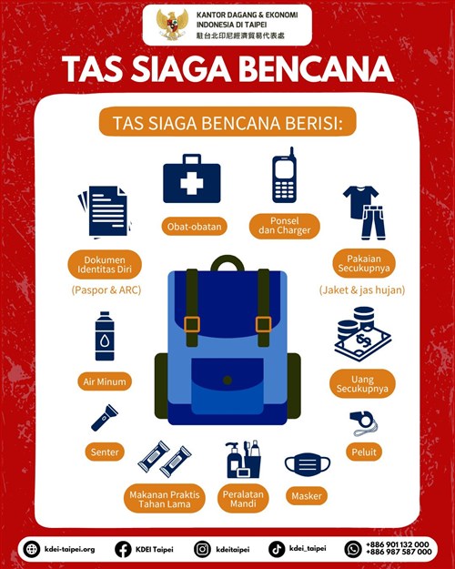 KDEI imbau WNI siapkan tas siaga bencana