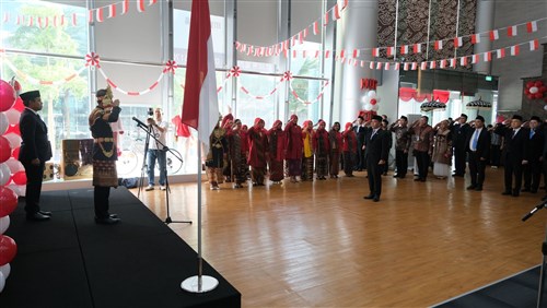 Upacara peringatan Dirgahayu ke-80 RI, Kepala KDEI Taipei kenakan baju adat Palembang 