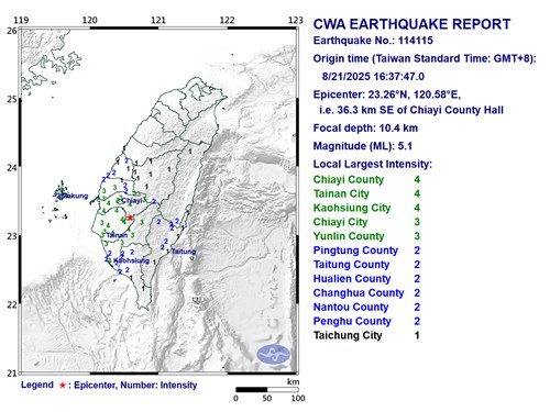 Gempa 5,1 SR guncang Taiwan selatan
