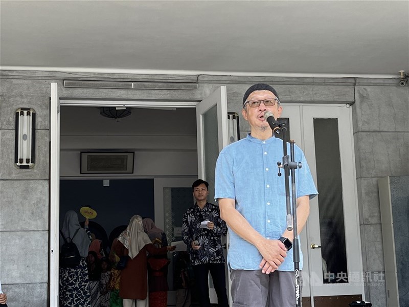 Cheng Tai-Hsiang, Ketua Masjid Agung Taipei, menyampaikan sambutan pada pembukaan “Festival Indonesia di Taiwan” pada hari Sabtu. (Sumber Foto : CNA 29 Juni 2024)