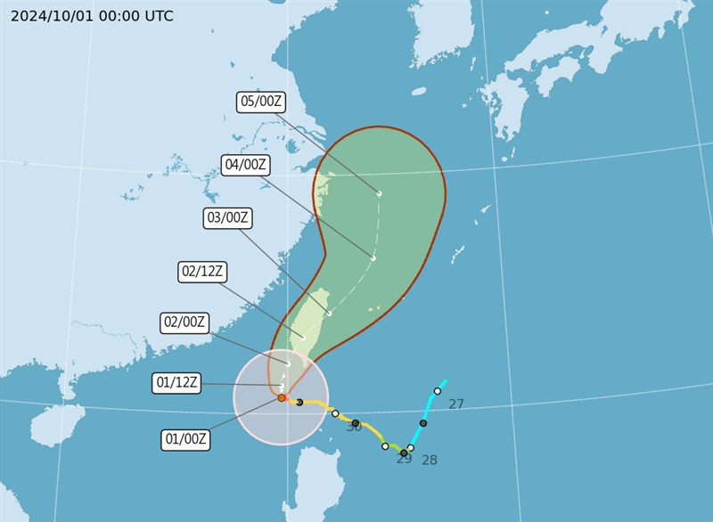 UTS, atau waktu Zulu, adalah delapan jam di belakang Taipei. (Sumber Grafis : CWA)