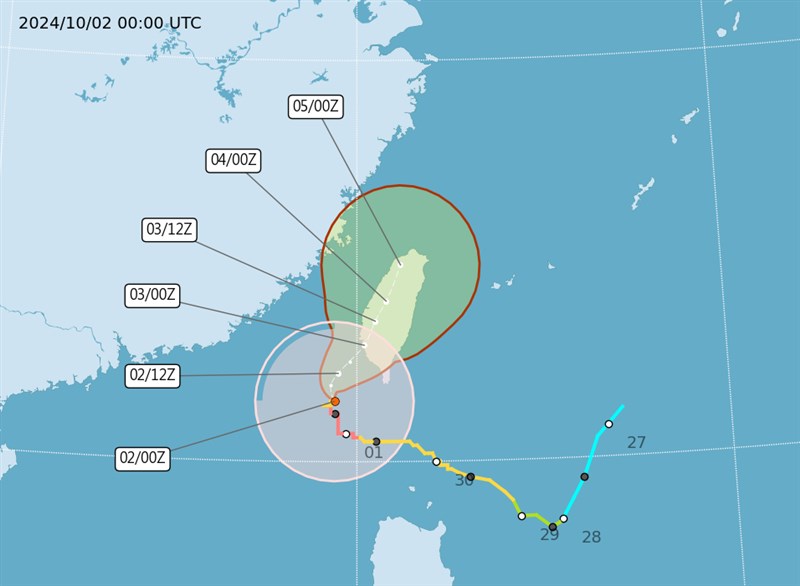 UTS, atau waktu Zulu, adalah delapan jam di belakang Taipei. (Sumber Grafis : CWA)