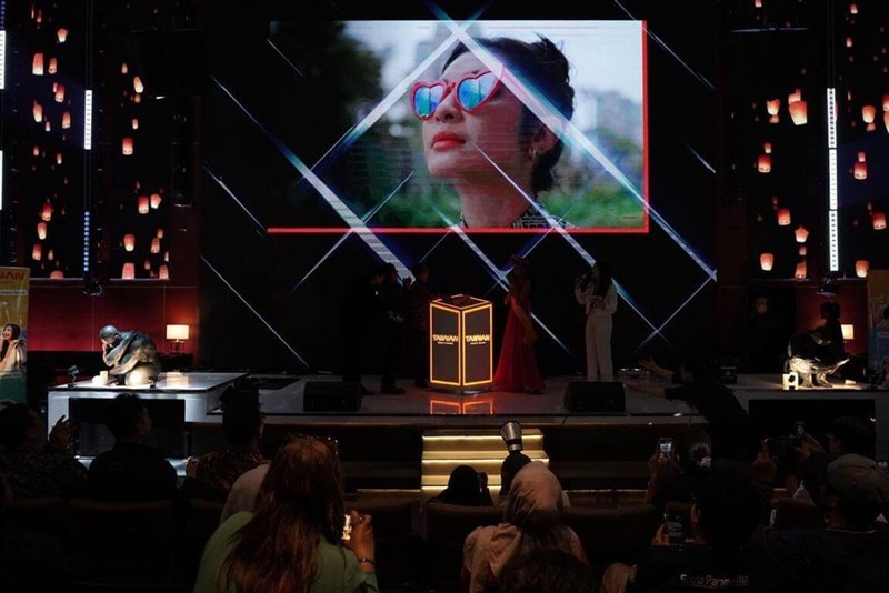 Video promosi pariwisata Taiwan yang dibintangi Mikha Tambayong diputar perdana di sebuah konferensi pers di Jakarta pada Jumat. (Sumber Foto : Kantor Pusat Informasi Pariwisata Taiwan di Jakarta)