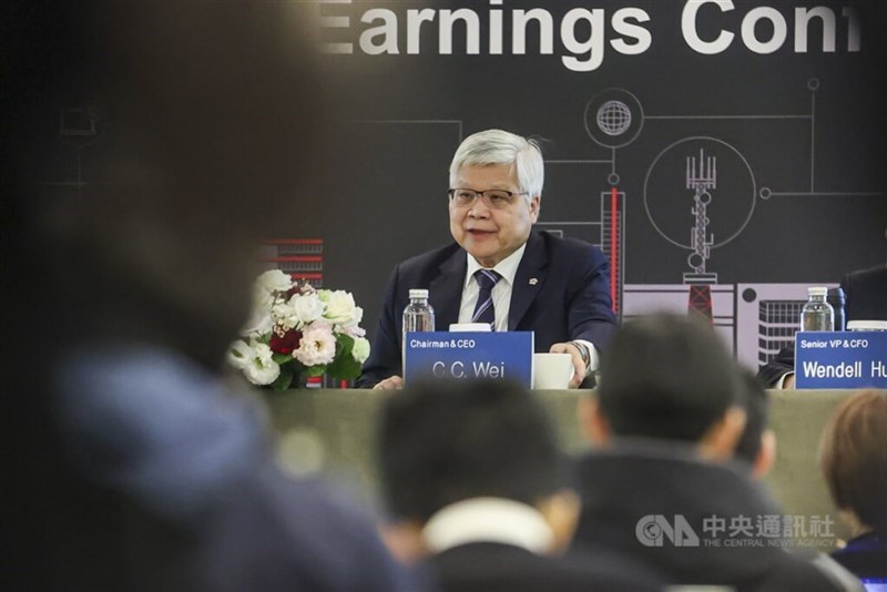 Ketua TSMC C.C. Wei di sebuah konferensi investor. (Sumber Foto : Dokumentasi CNA)