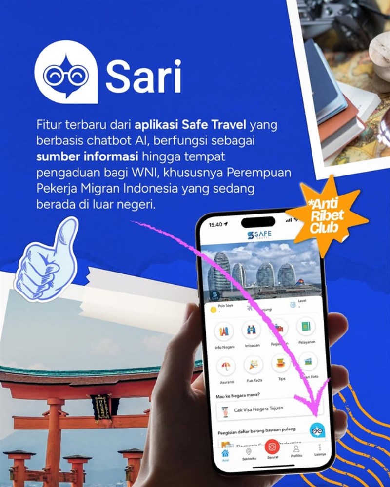 Promosi SARI di laman Safe Travel Kementerian Luar Negeri Republik Indonesia. (Sumber Foto: Safe Travel Kemlu RI)