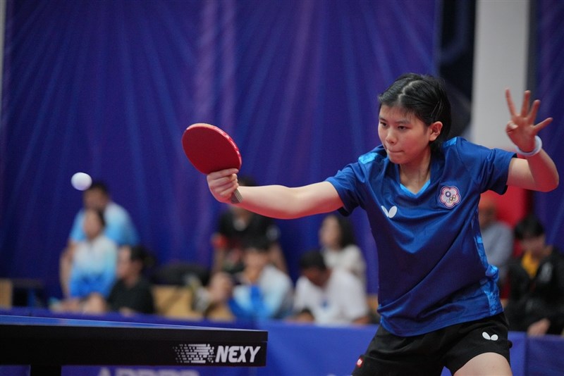 Petenis meja Taiwan, Yeh Yi-tian, bertanding di East Asian Youth Games perdana yang diadakan di Ulaanbaatar, Mongolia, pada Agustus 2023. (Sumber Foto : TA)