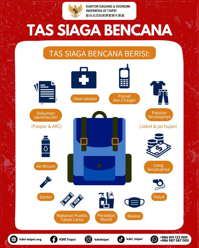 Tas siaga bencana. (Sumber Foto : KDEI)
