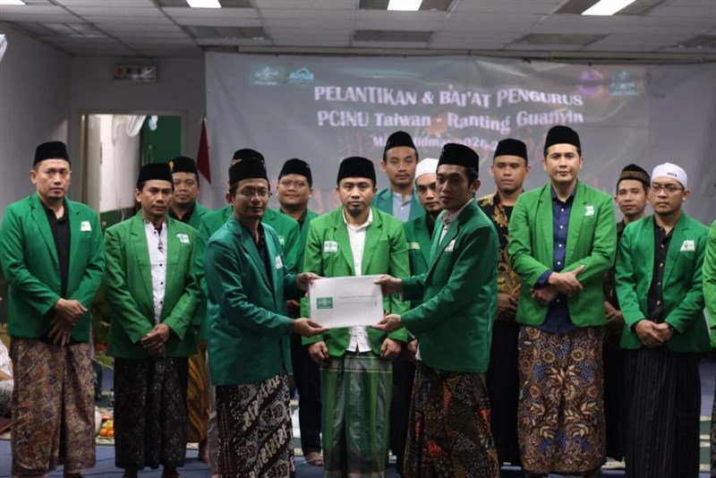Pelantikan dan baiat Pengurus Ranting Guanyin PCINU Taiwan periode 2026-2028 di Taoyuan, Minggu. (Sumber Foto : PCINU Taiwan)