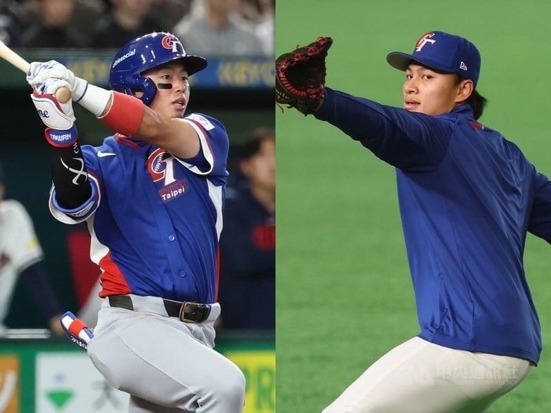 Pemain infielder Boston Red Sox Cheng Tsung-che (kiri) dan pitcher Nippon Professional Baseball Hsu Jo-hsi (kanan). (Sumber Foto : Dokumentasi CNA)