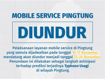 KDEI Taipei undur mobile service Layanan Penggantian Paspor di Pingtung ke 23-24 November