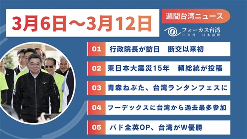 週間台湾ニュース（3月6日～3月12日）