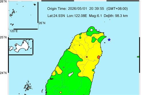 台湾・宜蘭などで震度4　気象署、余震への注意呼びかけ