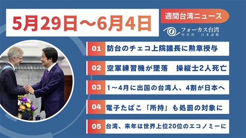 週間台湾ニュース（5月29日～6月4日）