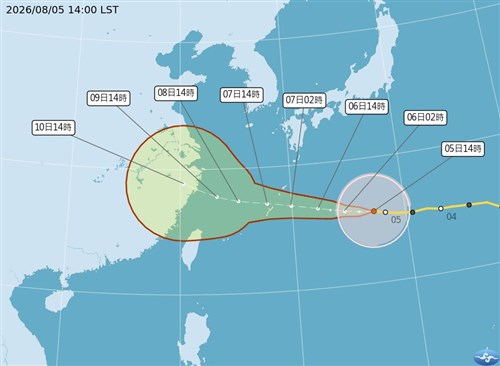 台風13号、台湾には8～10日に最接近か　週末は北部などで大雨に警戒