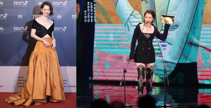 ビビアン・スー。左はレッドカーペット、右は授賞式での姿