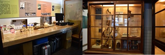 植物学の門戸を広げようと、同館に足を運ぶことが難しい地方の小学5年から中学1年生を対象に、学校に資料を無料で貸し出す取り組みも実施している。資料をスーツケースに詰めて発送し、送り返してもらう方式を採用しているという（左）植物をテーマにした芸術作品を展示するエリア（右）