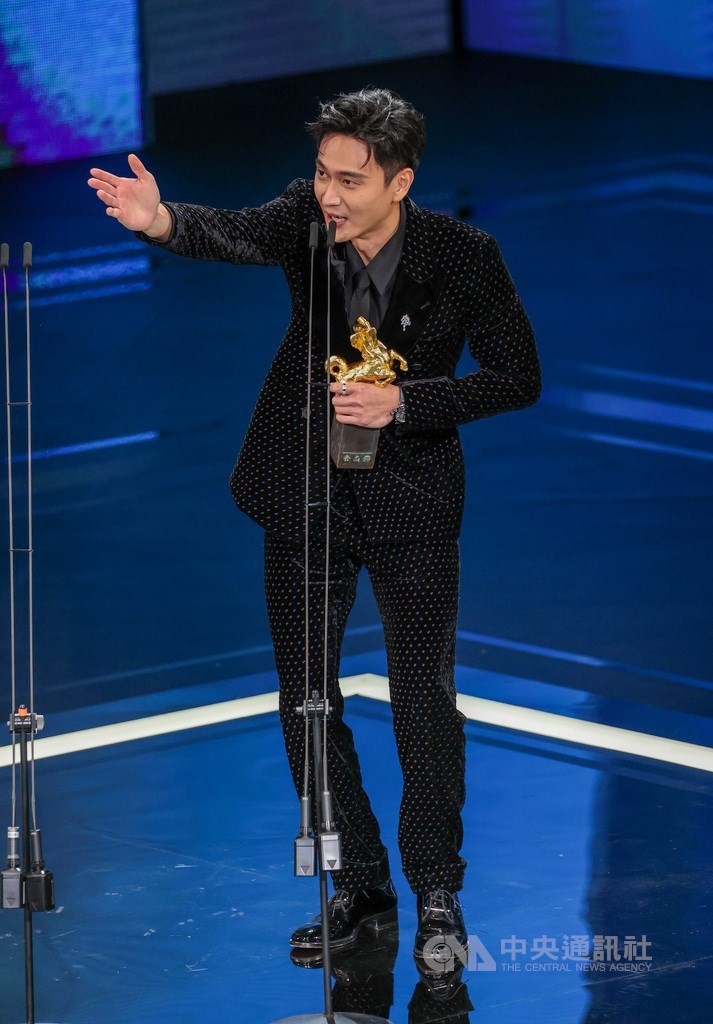 助演男優賞に輝いたリウ・グァンティン=中央社記者鄭清元撮影 2021年11月27日