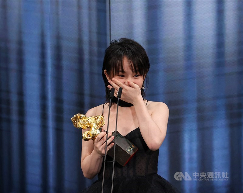 新人俳優賞に輝いたケイトリン・ファン=中央社記者鄭清元撮影 2021年11月27日
