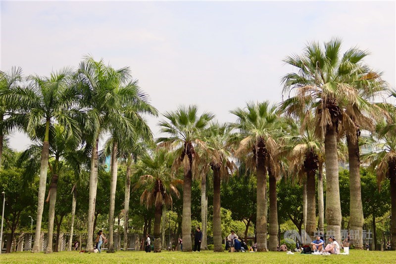 中央気象署（気象庁）によると16日午後2時の台北市大安区の気温は25度。時折日が差し込み、市民が穏やかな土曜日を過ごしていた＝台北市で2024年3月16日、中村充孝撮影