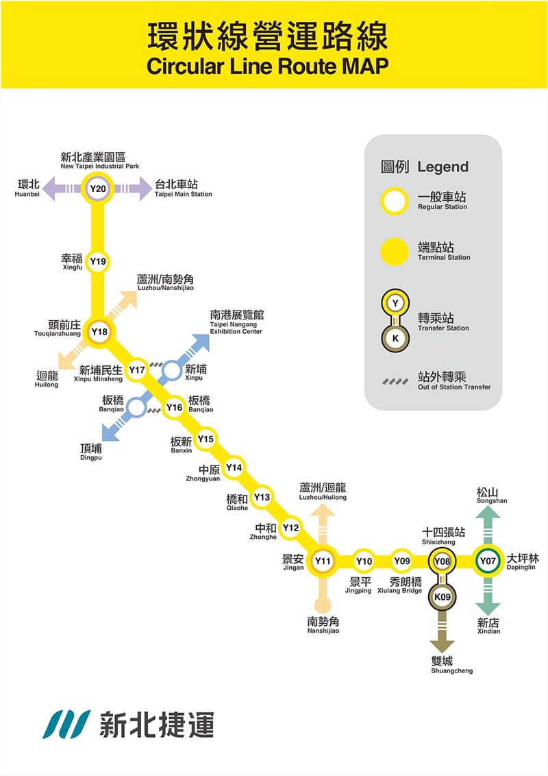 新北メトロ（MRT）環状線路線図（同社HPから）