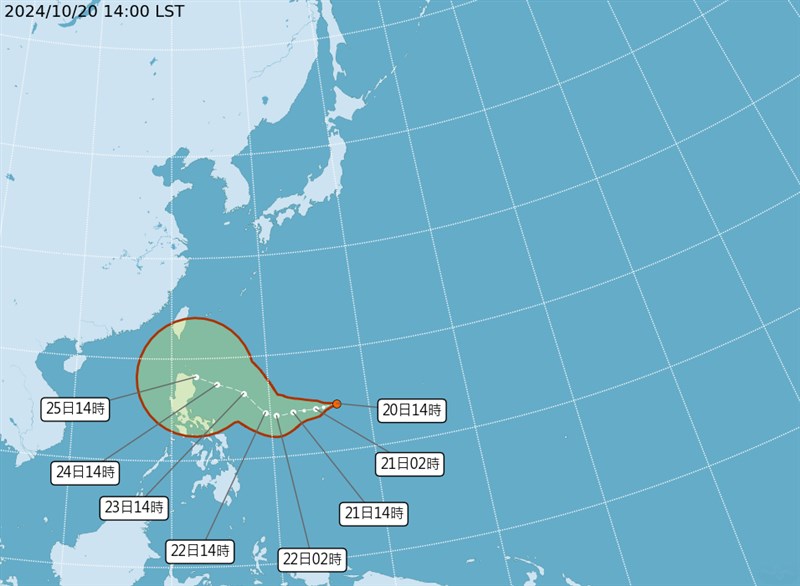 台風になる前の熱帯低気圧の予想進路＝中央気象署（気象庁）の公式サイトより