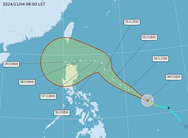 台風の進路予想図＝中央気象署の公式サイトより