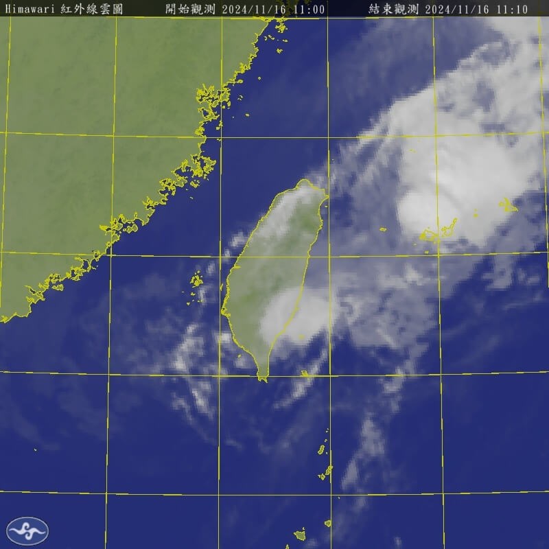 16日午前11時の気象衛星画像（中央気象署提供）