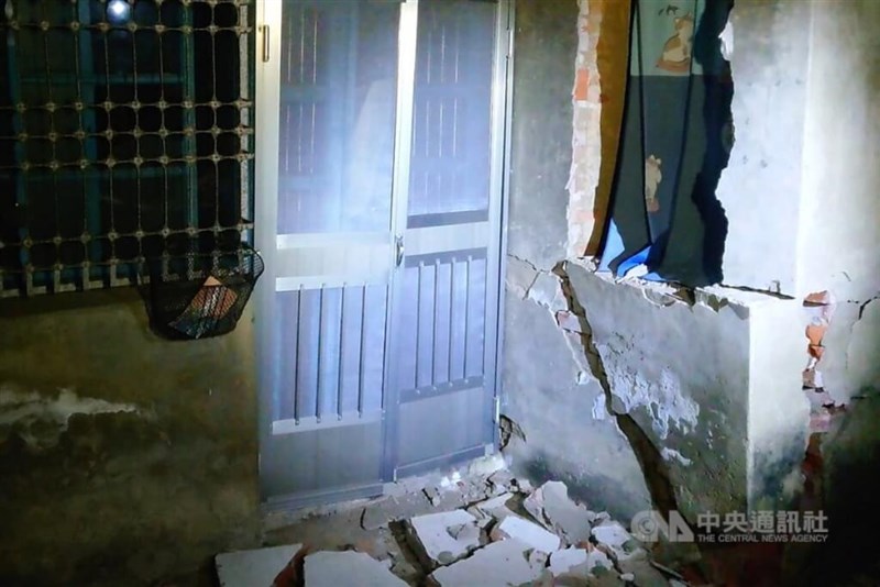 楠西区では民家にも被害が見られた＝中央社記者楊思瑞撮影