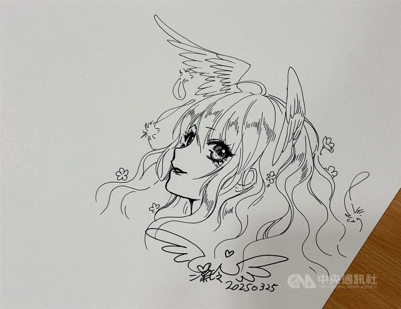 陳漢玲さんの手描きイラスト＝中央社記者林尚縈撮影