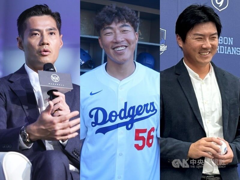 左から元中日のチェン・ウェイン氏、元ドジャースの郭泓志氏、元阪神の林威助氏（資料）