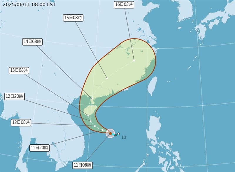 台風1号の進路予想（中央気象署HPから）