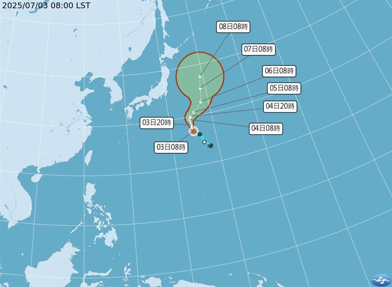 台風3号の進路予想（中央気象署HPから）