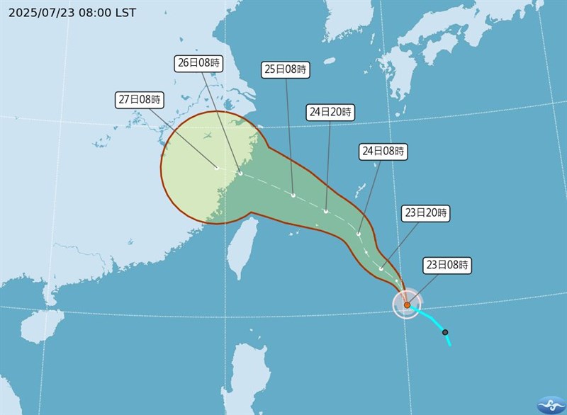 台風7号の進路予想（中央気象署HPから）