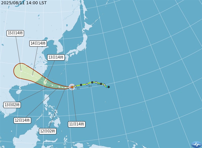 台風11号の進路予想図＝11日午後2時現在、中央気象署公式サイトより
