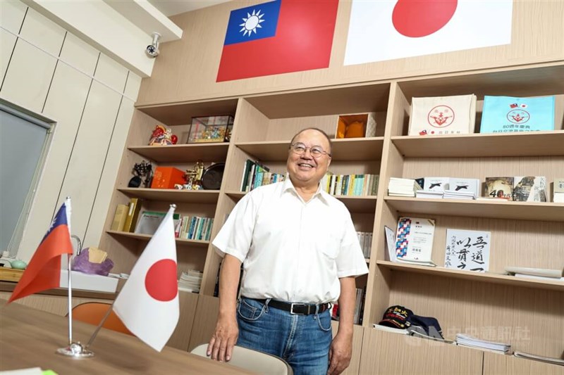 「台湾高座友の会」の何敏豪会長＝2025年8月15日、中央社記者翁睿坤撮影