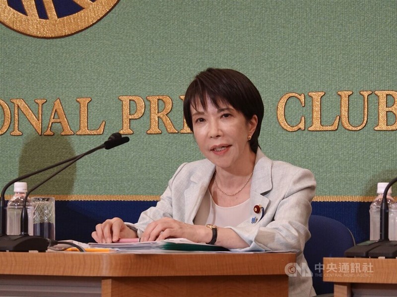 9月24日に行われた自民党総裁選の公開討論会に臨む高市早苗氏＝中央社記者楊明珠撮影