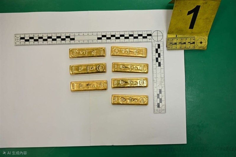 公園で見つかった金の延べ棒＝警察提供