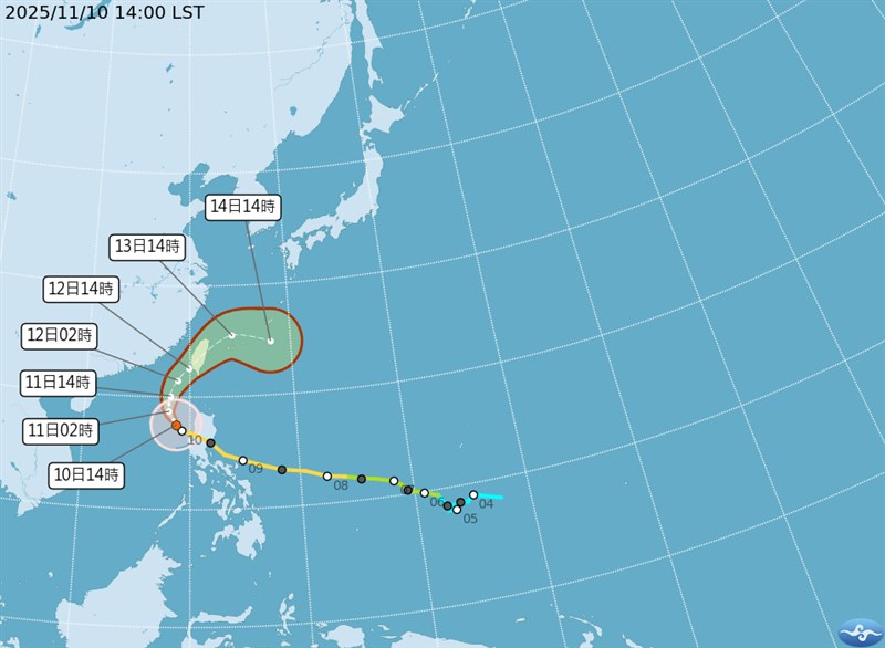 台風26号の進路予想図（10日午後2時現在）＝中央気象署公式サイトより