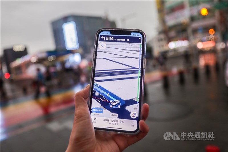 中国製の地図アプリ「AMap」（高徳地図）のナビゲーション機能＝中央社資料写真