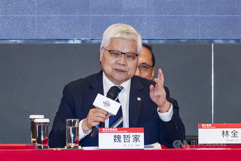 株主総会に臨んだTSMCの魏哲家会長＝6月4日、新竹県