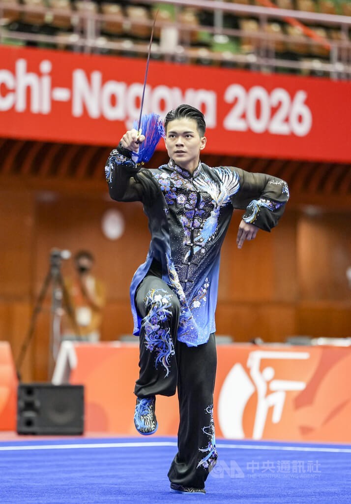 武術の男子太極拳・太極剣で孫家閎が銀メダルを獲得した＝中央社撮影