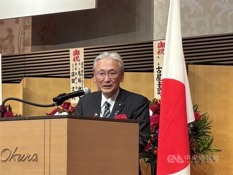 東京で開催された中華民国国慶日を祝う会に出席した超党派議連「日本台湾友好議員連盟」の古屋圭司会長=2026年10月7日、中央社記者戴雅真撮影