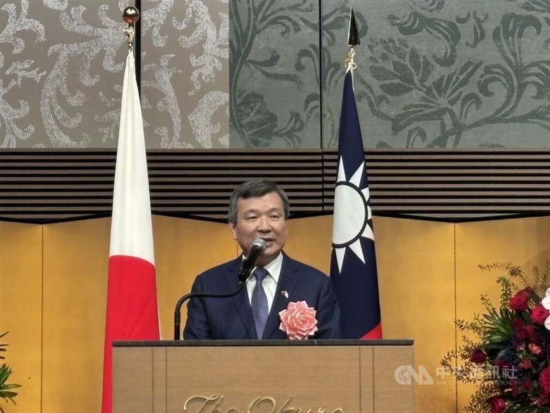 東京で開催された中華民国国慶日を祝う会であいさつする李逸洋駐日代表=2026年10月7日、中央社記者戴雅真撮影