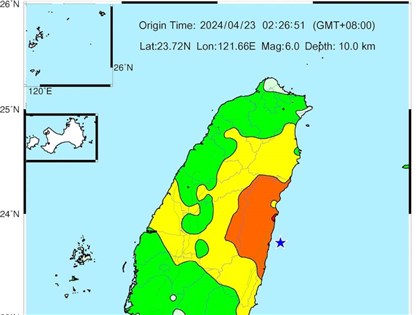 台湾、未明にM6以上の地震2回  気象署「今後1年は余震の可能性」